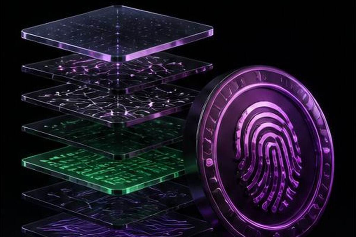 Huella digital y capas de conocimiento que simbolizan experiencia y confianza