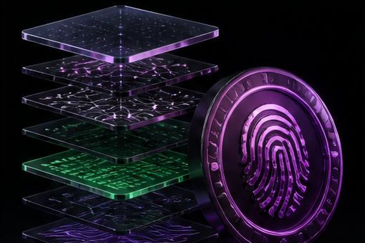 Huella digital y capas de conocimiento que simbolizan experiencia y confianza