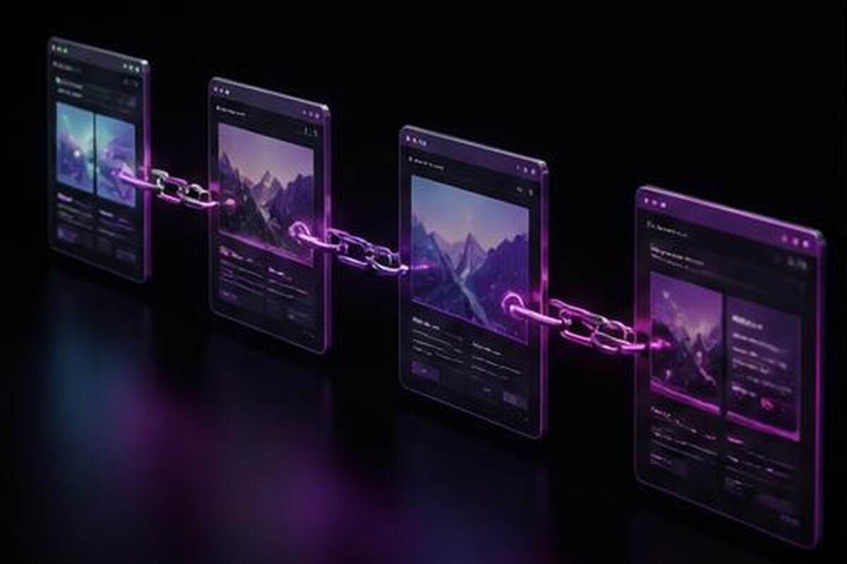 Páginas web enlazadas entre sí mediante una cadena luminosa