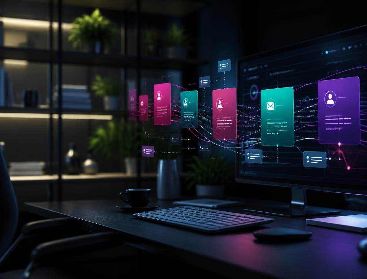 Panel CRM con contactos y canales conectados dentro de un embudo comercial unificado