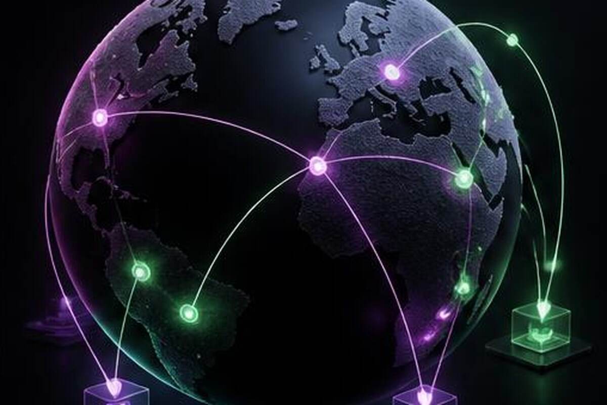 Globo conectado mediante rutas de posicionamiento internacional