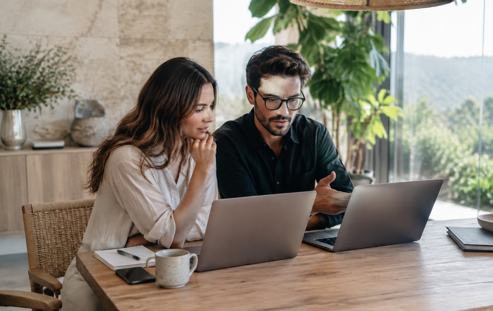 Dos portátiles sobre una mesa comparando resultados orgánicos y anuncios